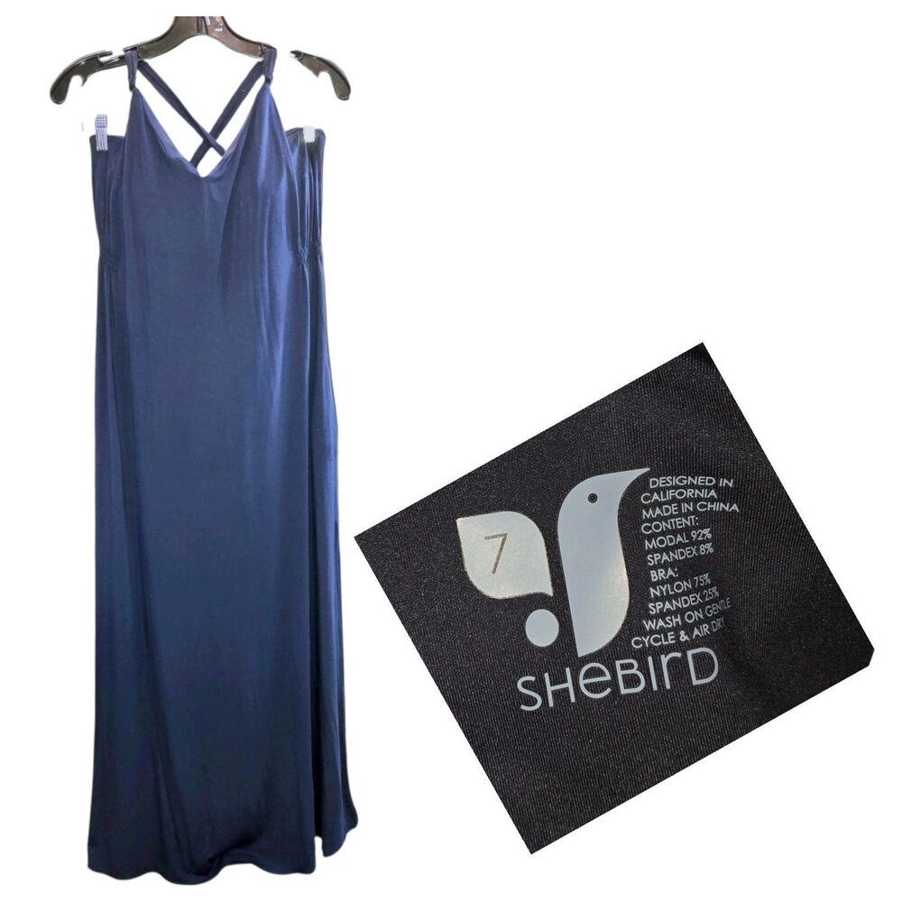 SHEBIRD JULIET Sz7 (XL) Strap Built In Bra Side Slits Ballerina Style Maxi Dress